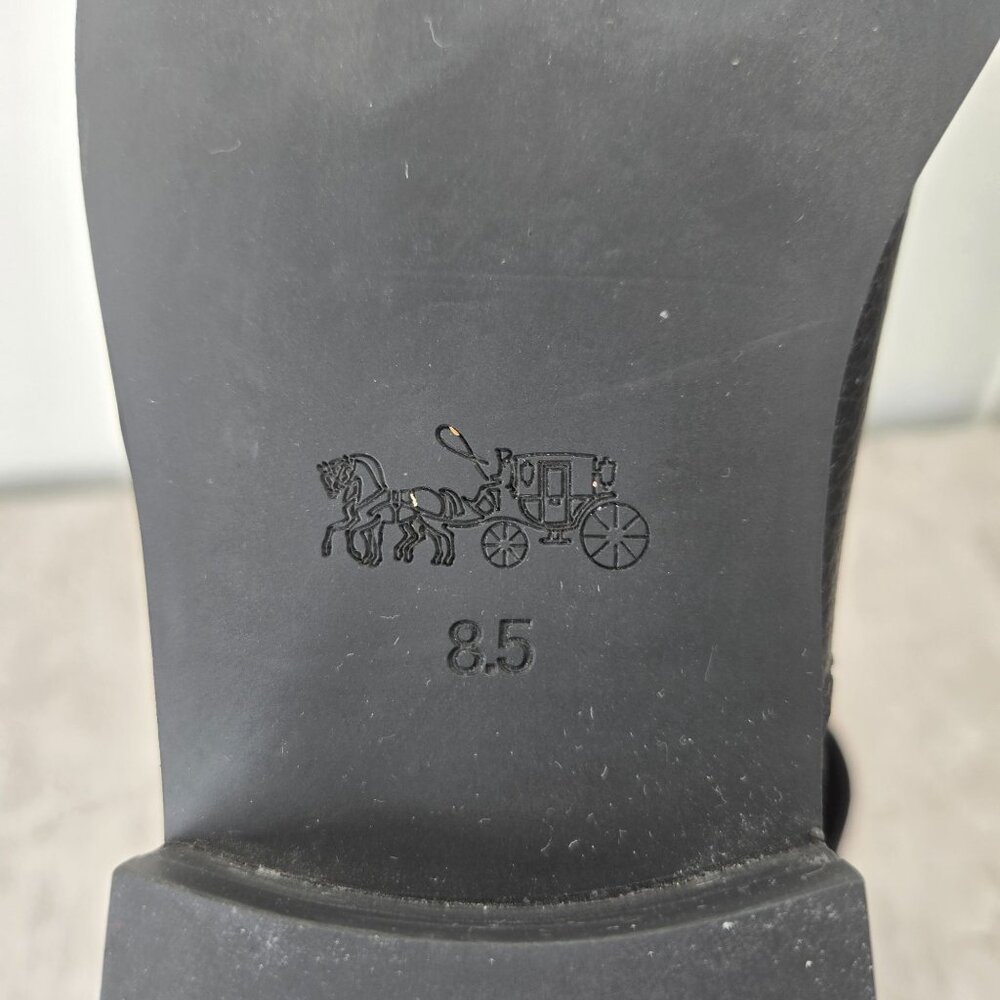 Coach Pull On Chelsea Boots Mens Sz 8.5 Black Leather Minimalist Preppy Booties - Picture 10 of 12